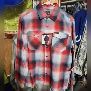 Wrangler Red and White Casual Button Down Shirt